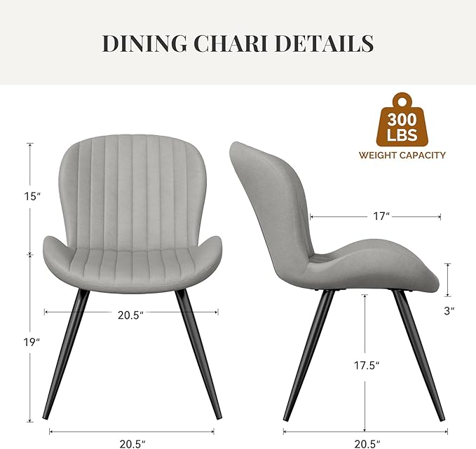 Dining Chairs Set of 6 Modern Fabric Dining Room Chairs Upholstered Dining Ch...