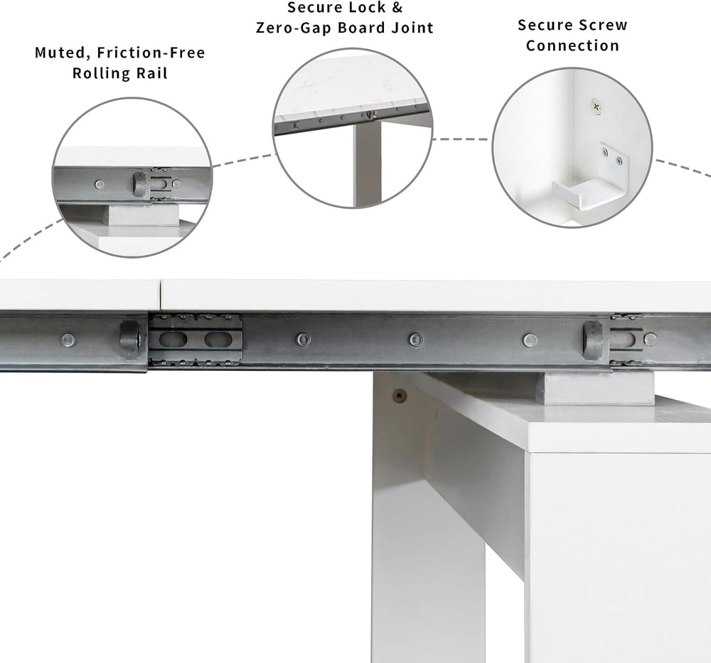 Extendable Dining Table with Storage, Transformer Extra Console Table for 1-1...