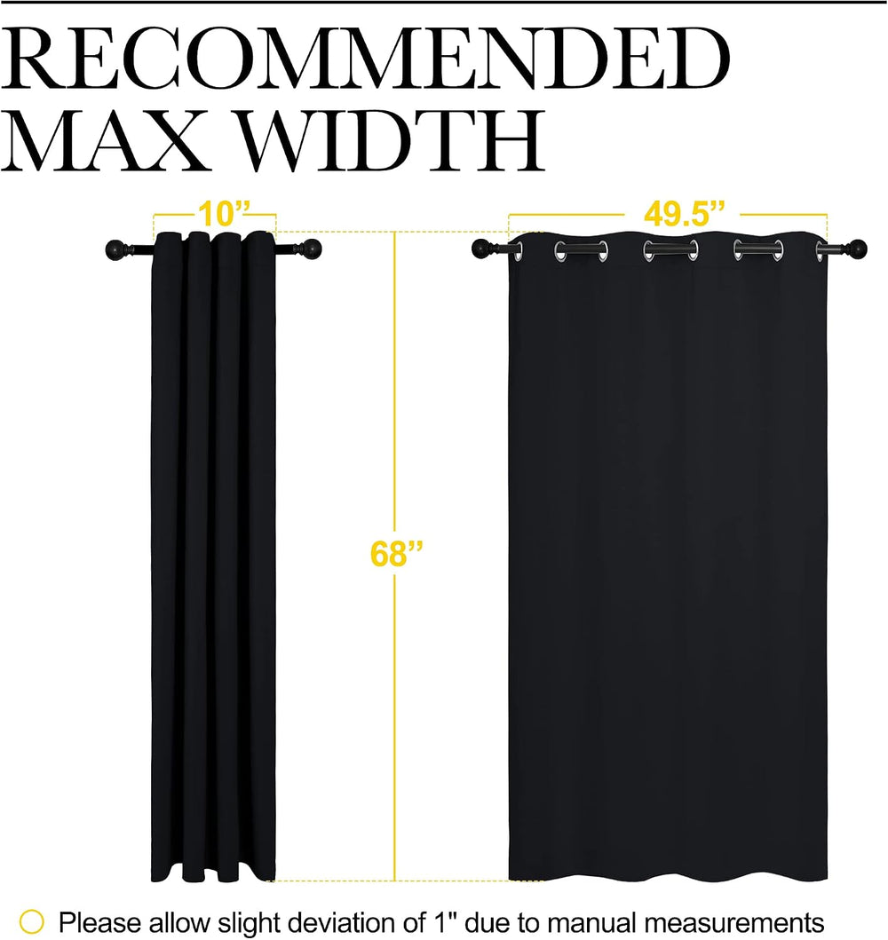 NICETOWN Black Blackout Curtains for Bathroom 55" Wide x 68" Long 2...