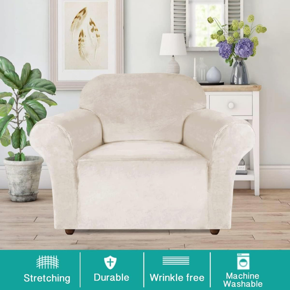 Turquoize Velvet Chair Covers for Living Room Stretch Slip Covers for Armchai...