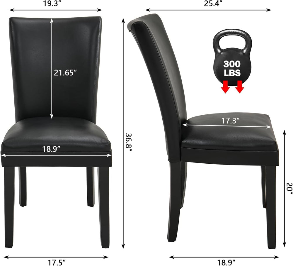 Set of 2 Black Dining Chairs, Modern Upholstered Parsons Chairs with Wooden L...