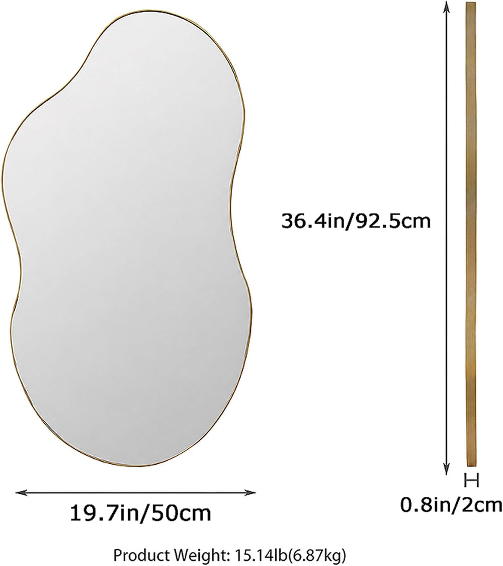 SHYFOY Irregular Wall Mirror Decorative,20"x36" Antique-Gold Mirror