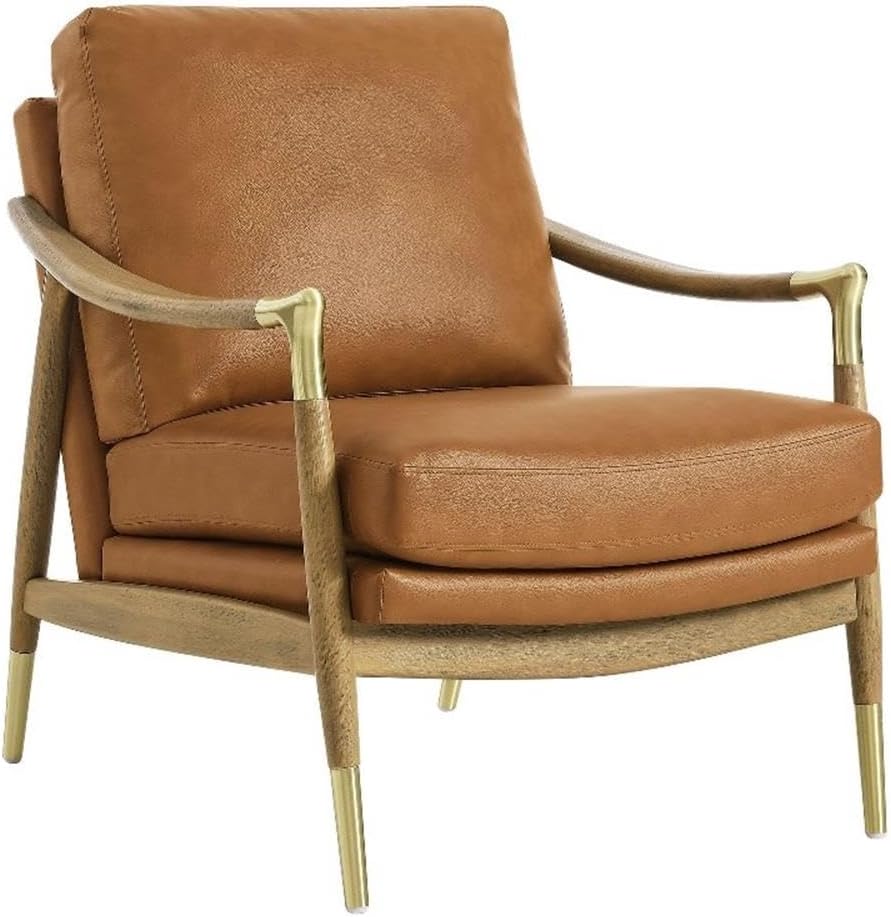 Modway Langford Faux Leather Upholstered Armchair – Mid-Century Modern Armcha...