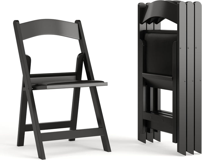 Flash Furniture Hercules Series Folding Chairs for Weddings and Formal Events, Stackable Commercial Event Seats with 1,000-lb. Static Weight Capacity, Set of 4, Black