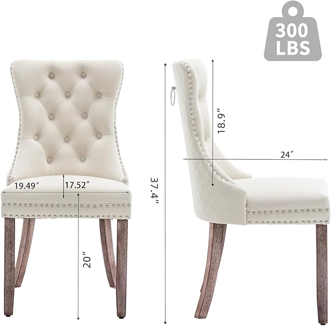 Velvet Dining Chairs Set of 4, Upholstered Dining Room Chairs with Nailhead T...