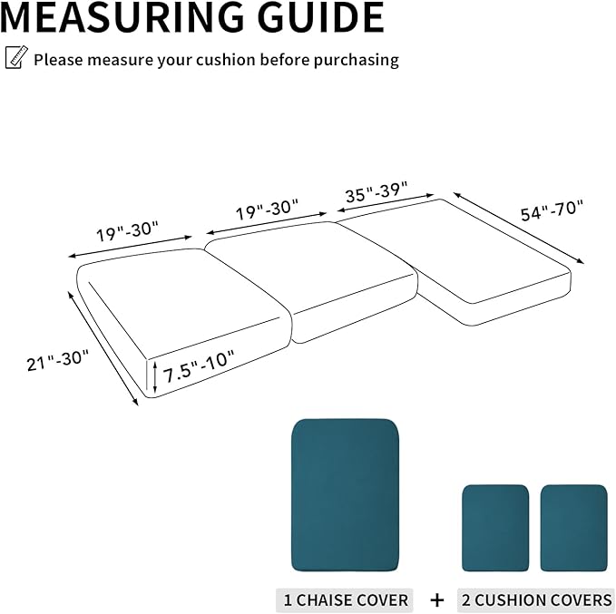 Easy-Going Stretch 3 Pieces Couch Cushion Covers