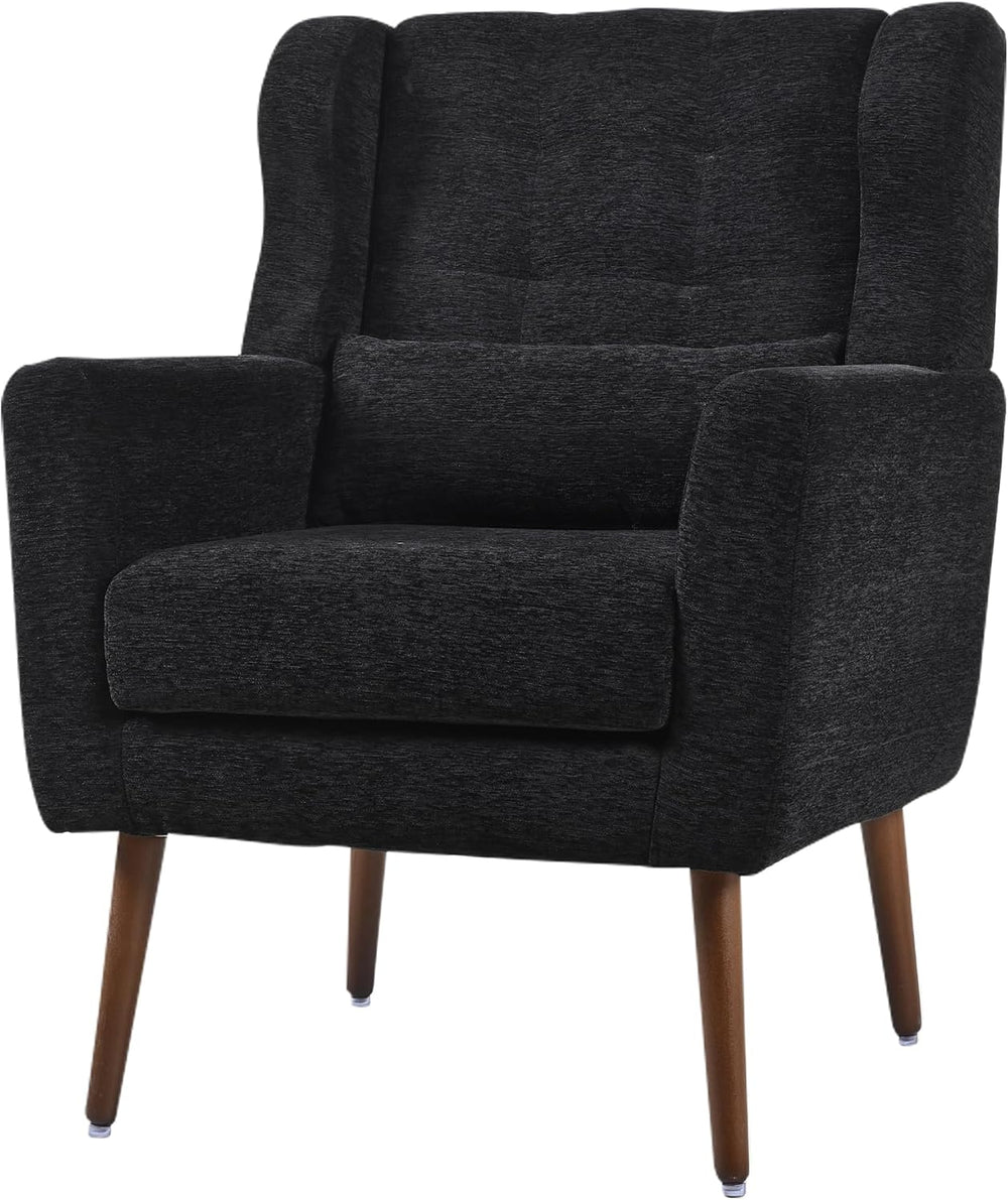 Modern Accent Chair, Upholstered Arm Chair with Waist Pillow, Single Sofa Cha...