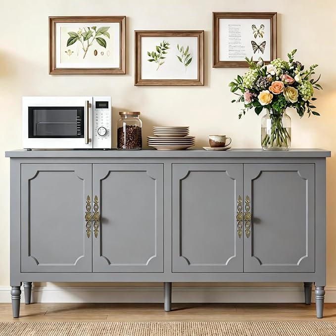 RoyalCraft 59" Buffet Cabinet with Storage, Vintage Sideboard with Adjus...