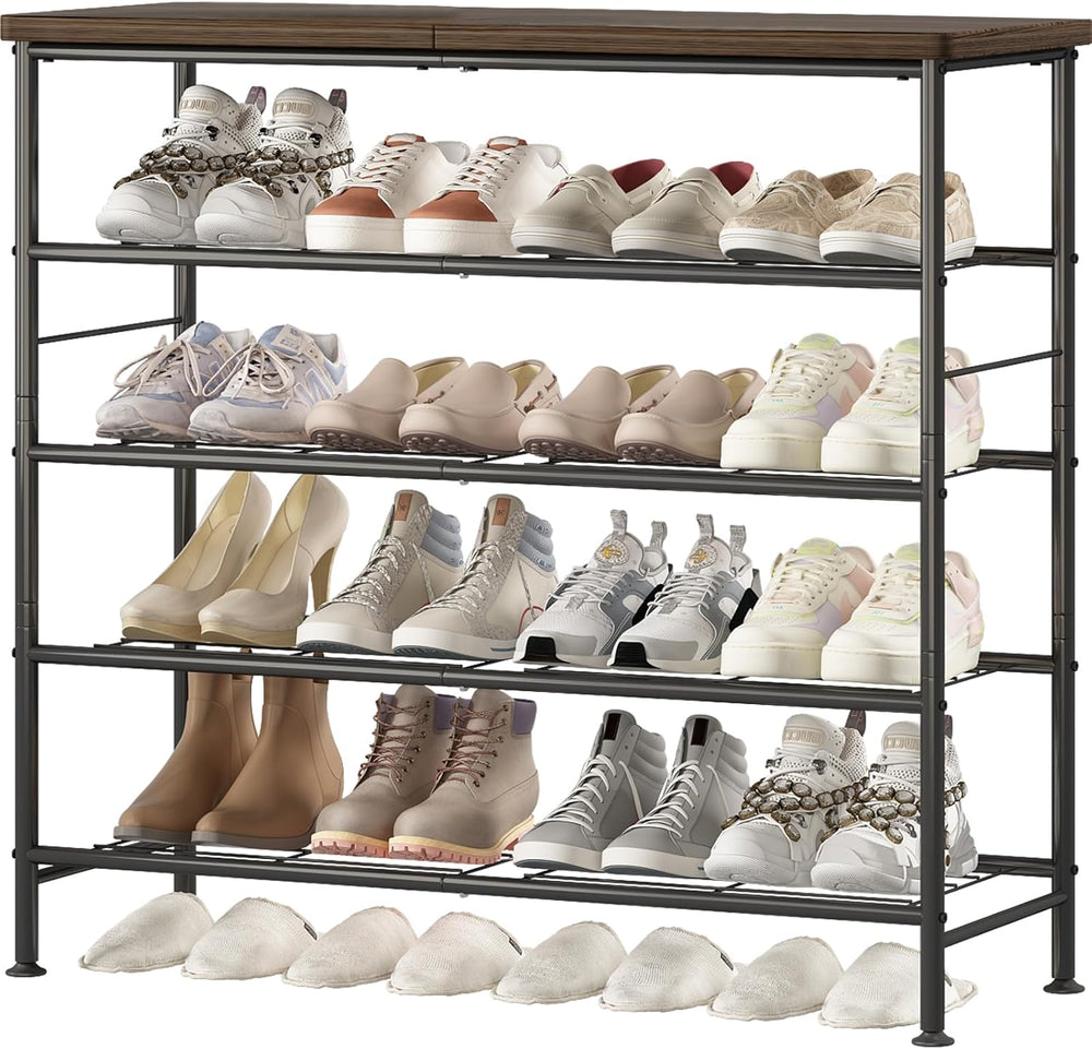 SUOERNUO Shoe Rack Organizer 5 Tier for Closet Entryway Free Standing Metal S...