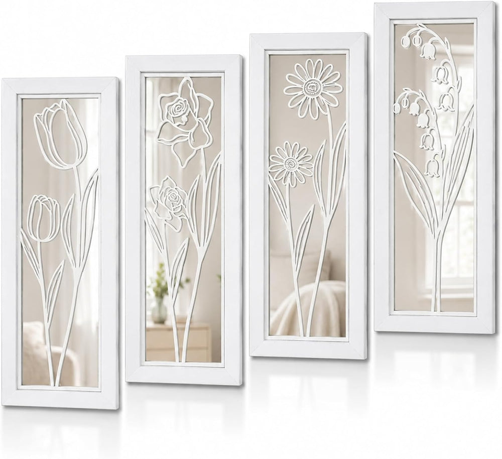 4 Set Farmhouse Mirrors for Wall Decor Living Room Bedroom Bathroom Entryway ...