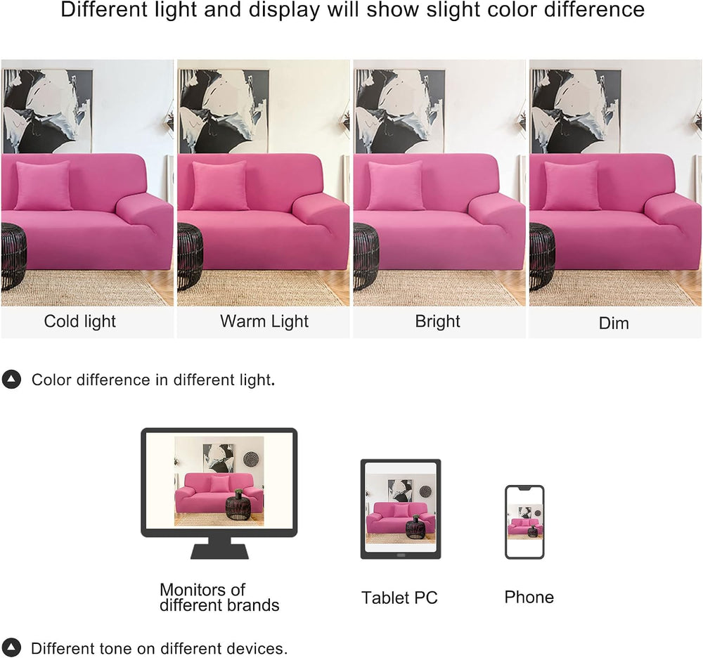 uxcell Stretch Sofa Couch Covers Large Fuchsia with 1 Pillowcase