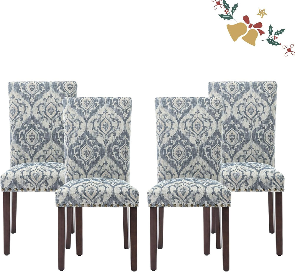 Parsons Dining Chairs Set of 4, Upholstered Nailhead Dining Room Kitchen Side...