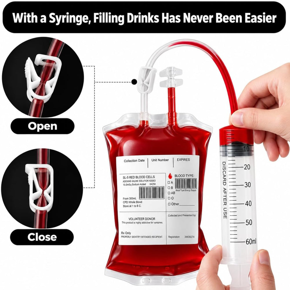 MGparty 80 Pack Blood Bags for Drinks Reusable IV Drink Pouches for Halloween...