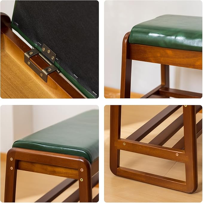 Shoe Rack Bench, Solid Wood Entryway Bench with Flip-Open Storage Box for Ent...