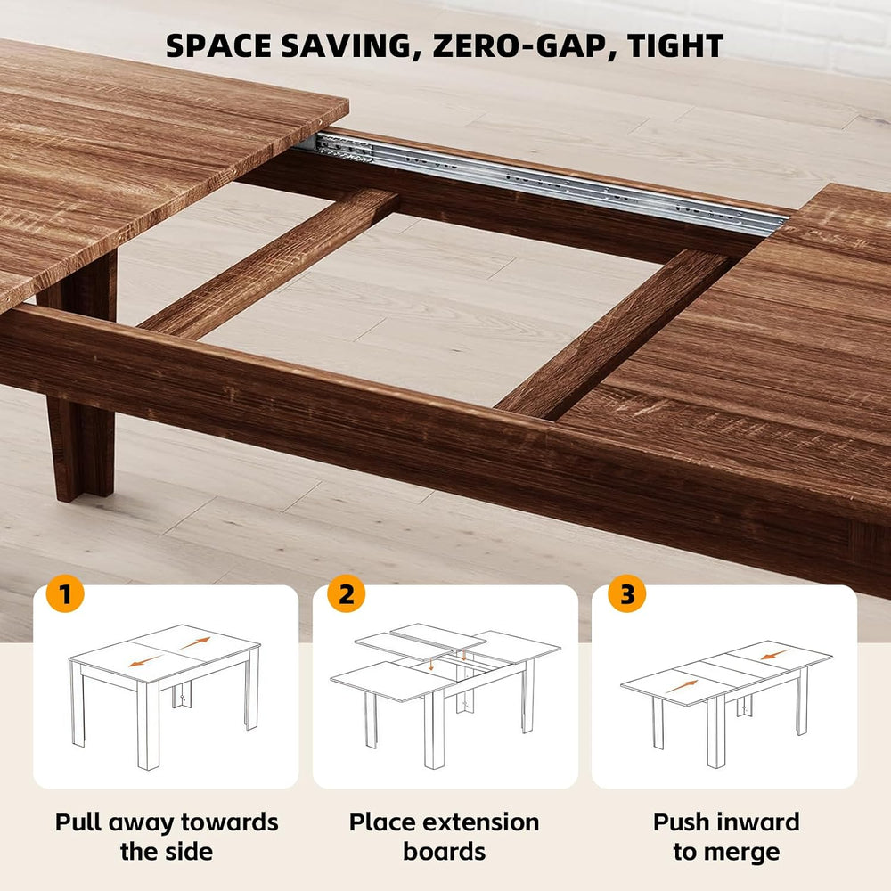 5 Piece Extendable Dining Table Set for 4-8 Person, Wooden Dining Room Table ...