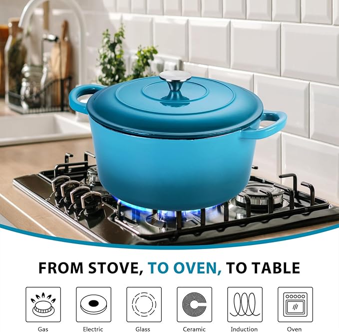 E-far 6 Quart Dutch Oven, Enameled Cast Iron Dutch Oven Pot