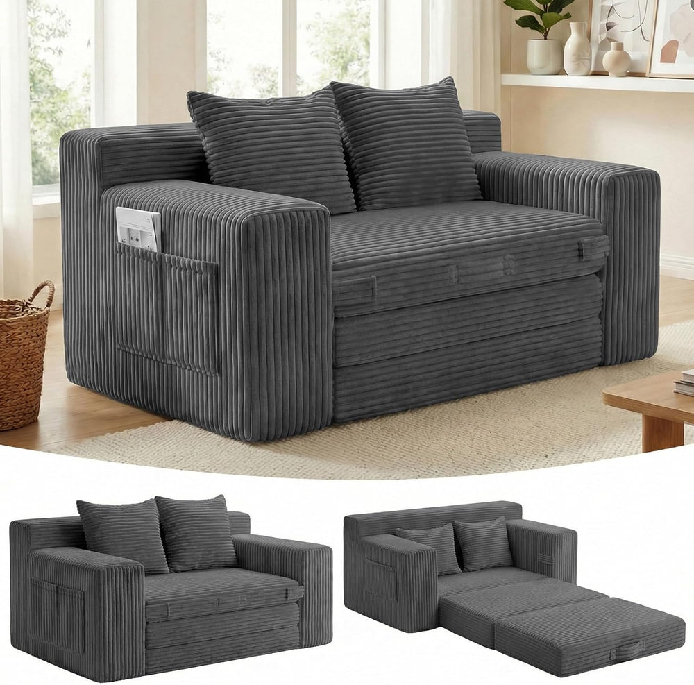 Boneless Couch,Boneless Loveseat Sleeper Sofa Bed – 3-in-1 Convertible Couch ...