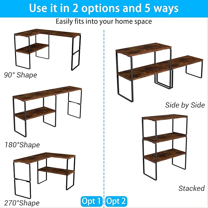 Golener Countertop Organizer Corner Shelf, 2-Tier Adjustable Stackable Corner