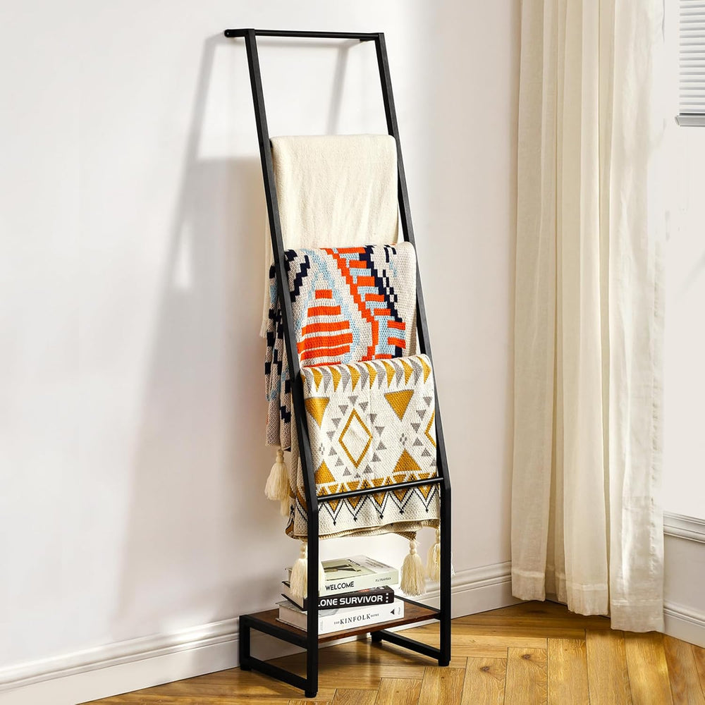 DGWJSU Blanket Ladder, 5 Tier Ladder Shelf,Wooden Blanket Ladders for Living ...