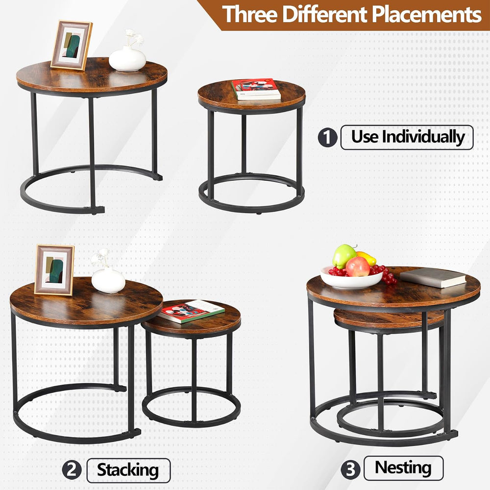F2C Nesting Coffee Table Modern End Table Set of 2 for Living Room Balcony Of...