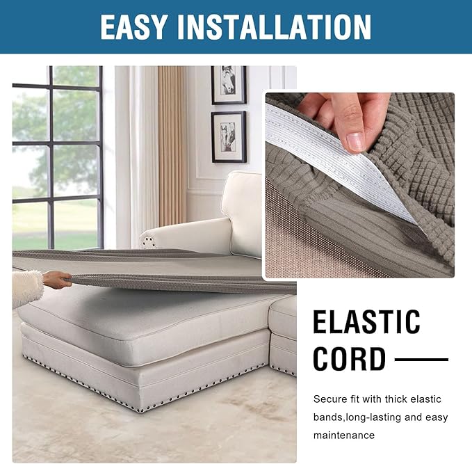 H.VERSAILTEX Super Stretch Individual Chaise Cover Sectional Couch Covers