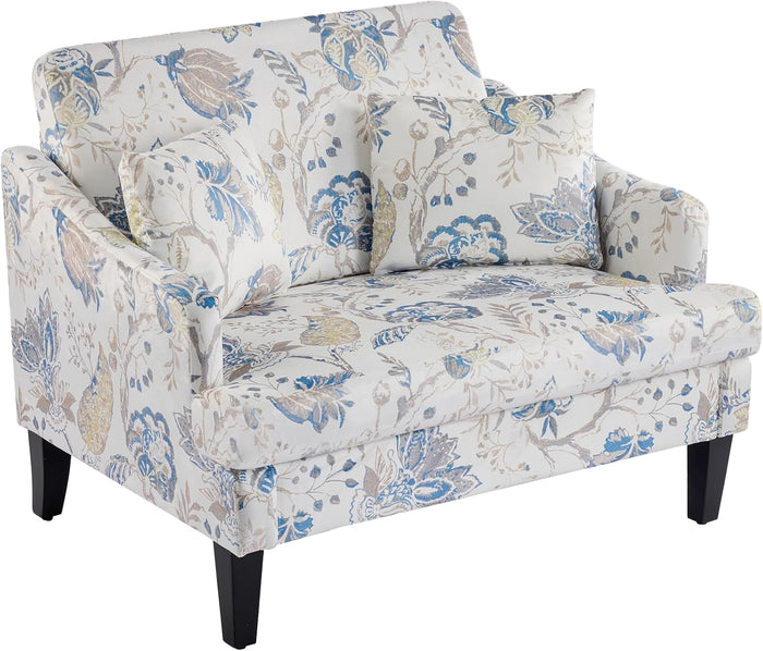 Bezseller 41'' Oversized Accent Chair with 2 Pillows, Blue Floral