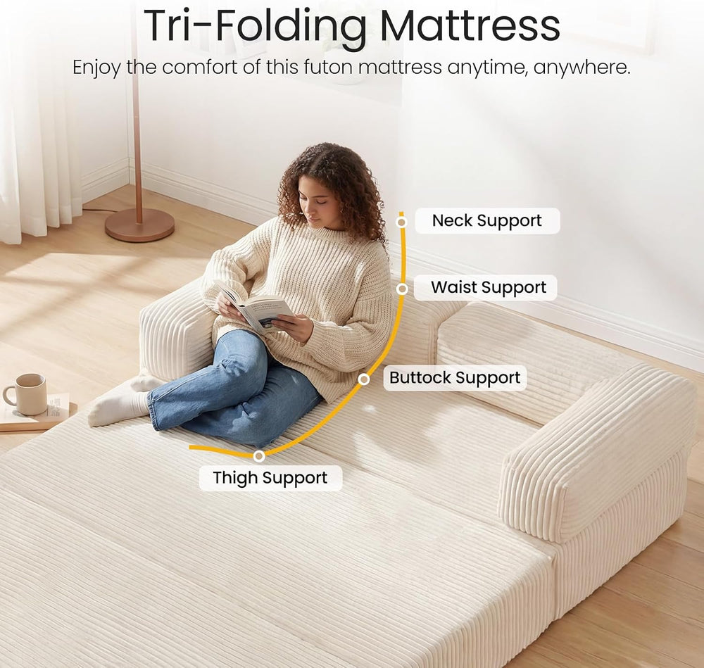 Erament Futon Sofa Bed Queen, Convertible Tri Folding Mattress Foldable with ...
