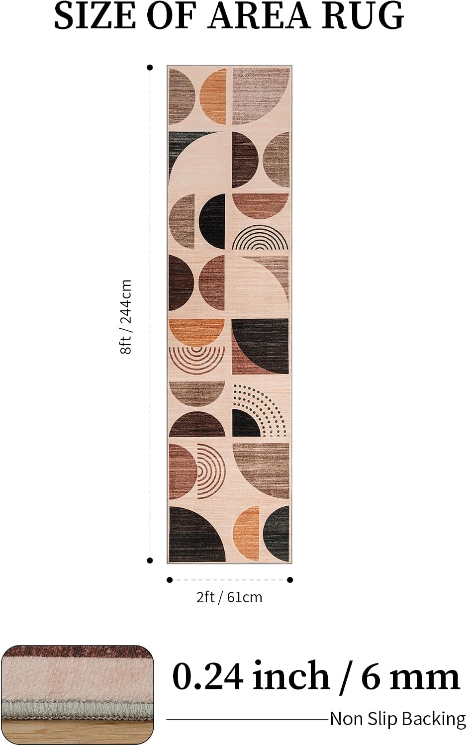YIHOUSE Boho 6ft Kitchen Runner Rug Non Slip Washable, Mid-Century 2x6 Rug Ru...