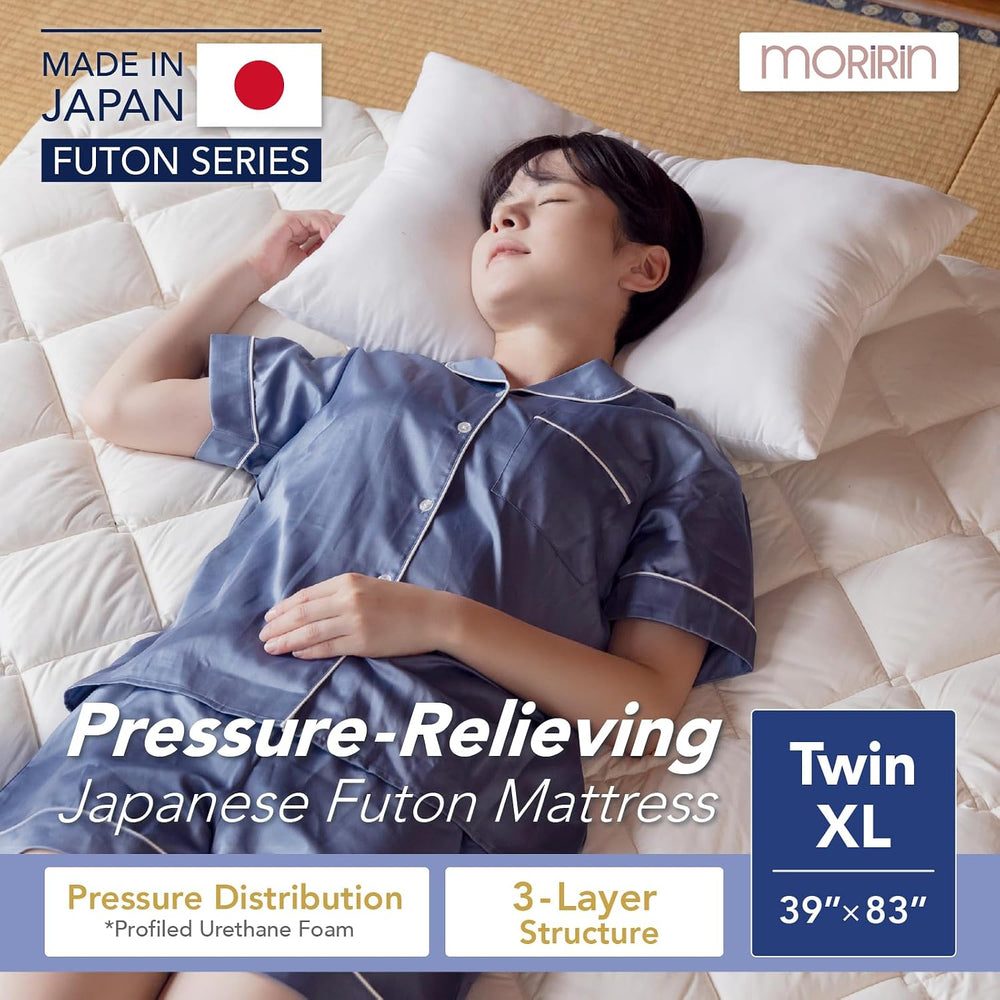 MORIRIN Japanese Floor Futon Mattress, Made in Japan, Twin XL