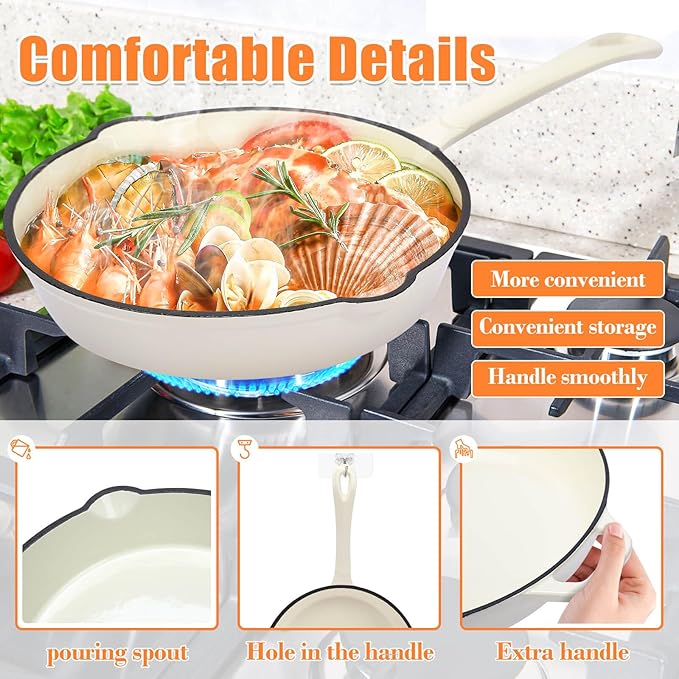 Hisencn Enameled Cast Iron Skillet Set