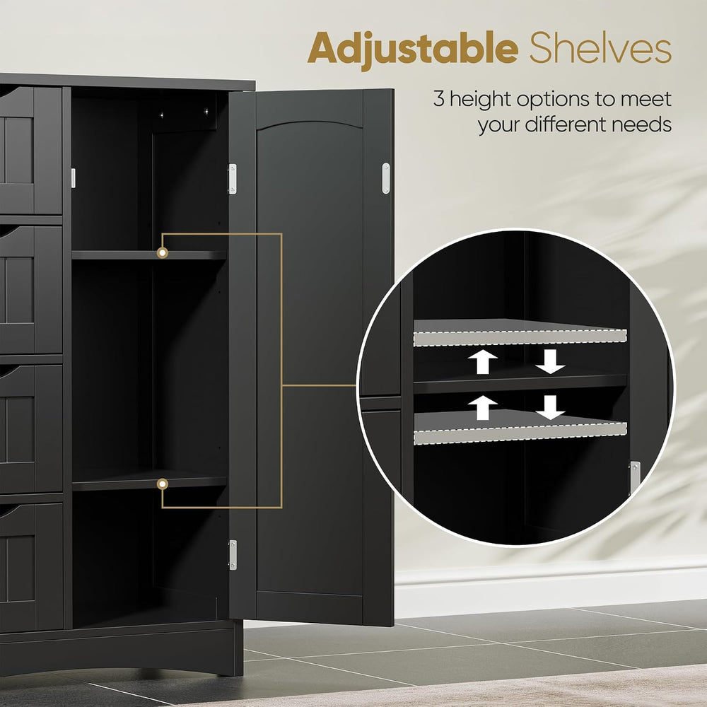SUPER DEAL Bathroom Storage Cabinet with 4 Drawers and 1 Cupboard, Entryway H...