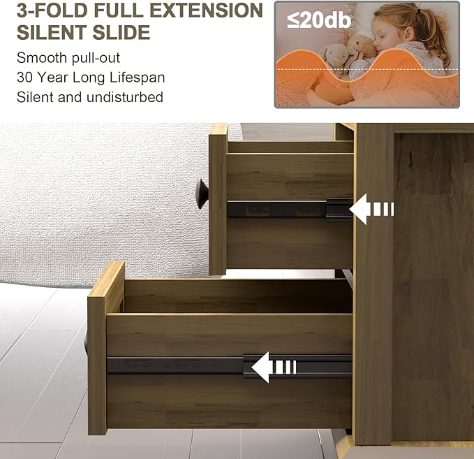 18" Wide End Table with Charging Station Set of 2, Fast Charge End Table...