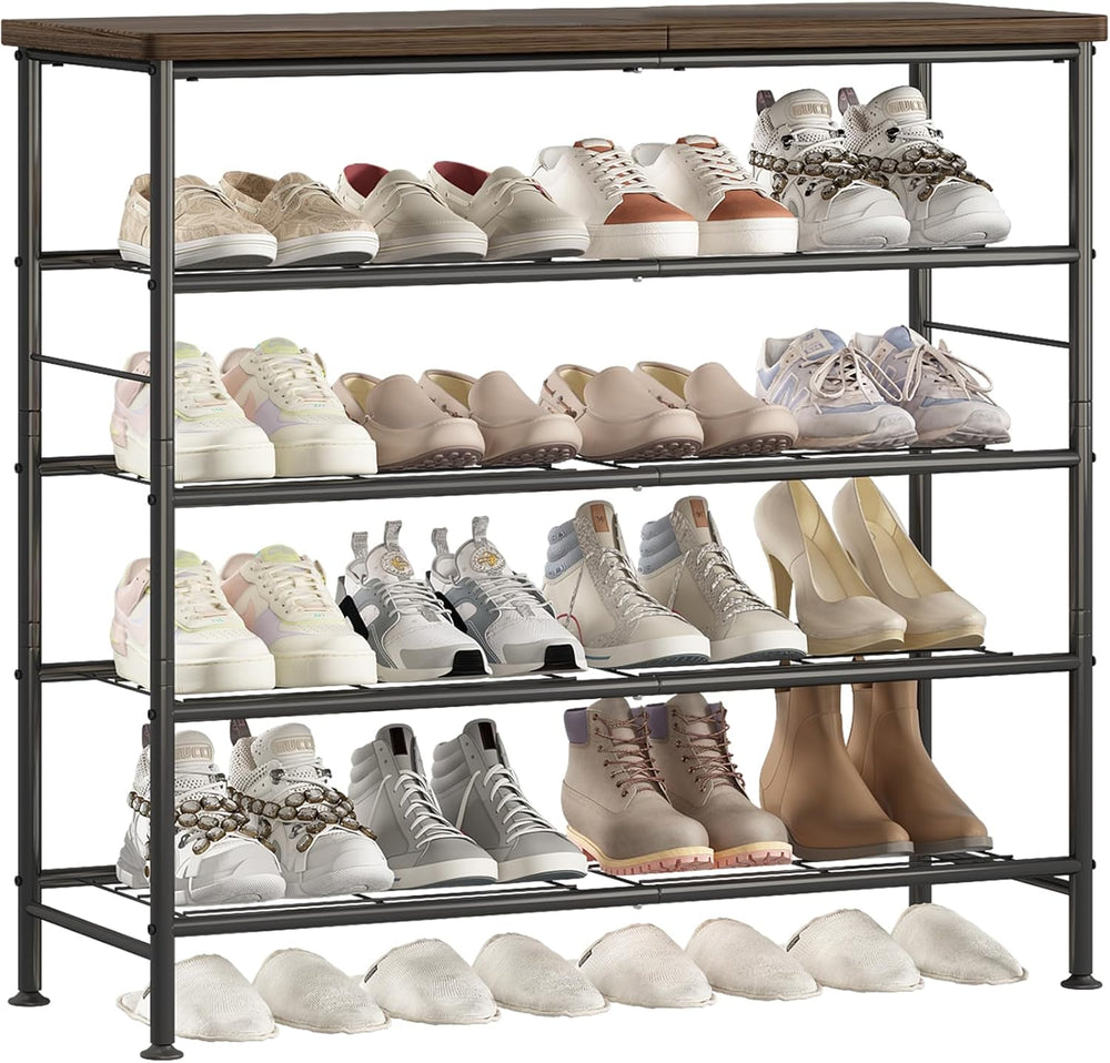 SUOERNUO Shoe Rack Organizer 5 Tier for Closet Entryway Free Standing Metal S...
