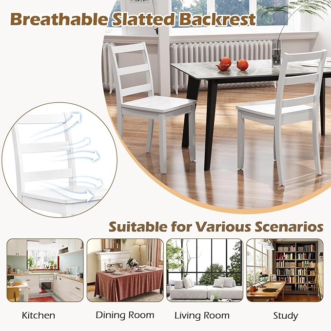 COSTWAY Wooden Dining Chairs Set of 2, Mid-Century Modern Armless Kitchen Sid...