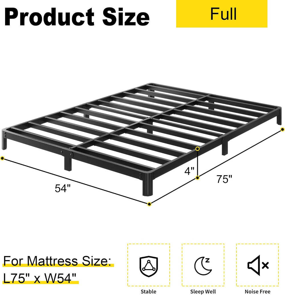 Yicensen 4 Inch Full Bed Frame Low Profile No Box Spring Needed