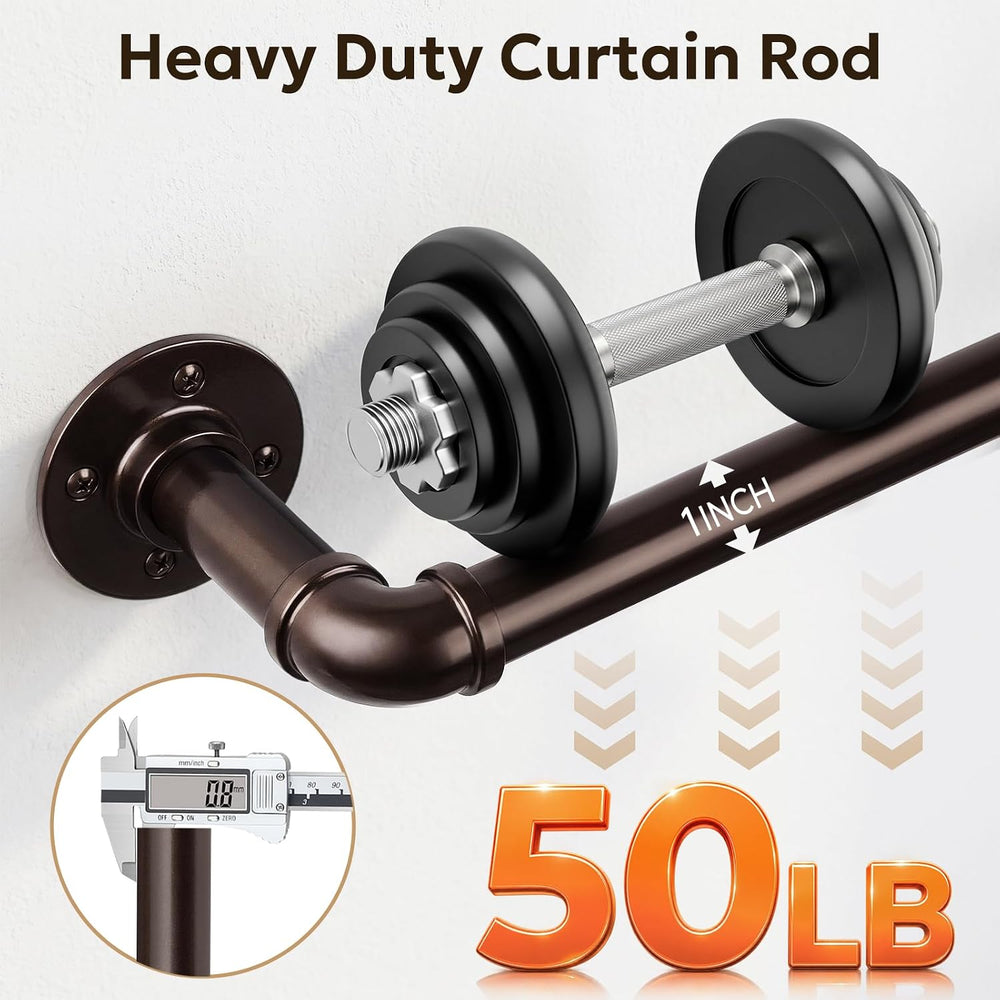 Curtain Rods 48-86", 1 Inch Industrial Antique Bronze Curtain Rod
