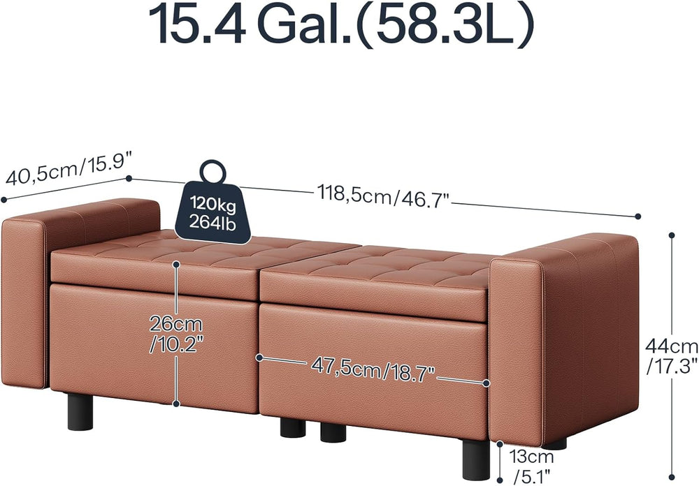 HOOBRO Ottoman with Storage, 46.7'' Storage Ottoman Bench with Safety...