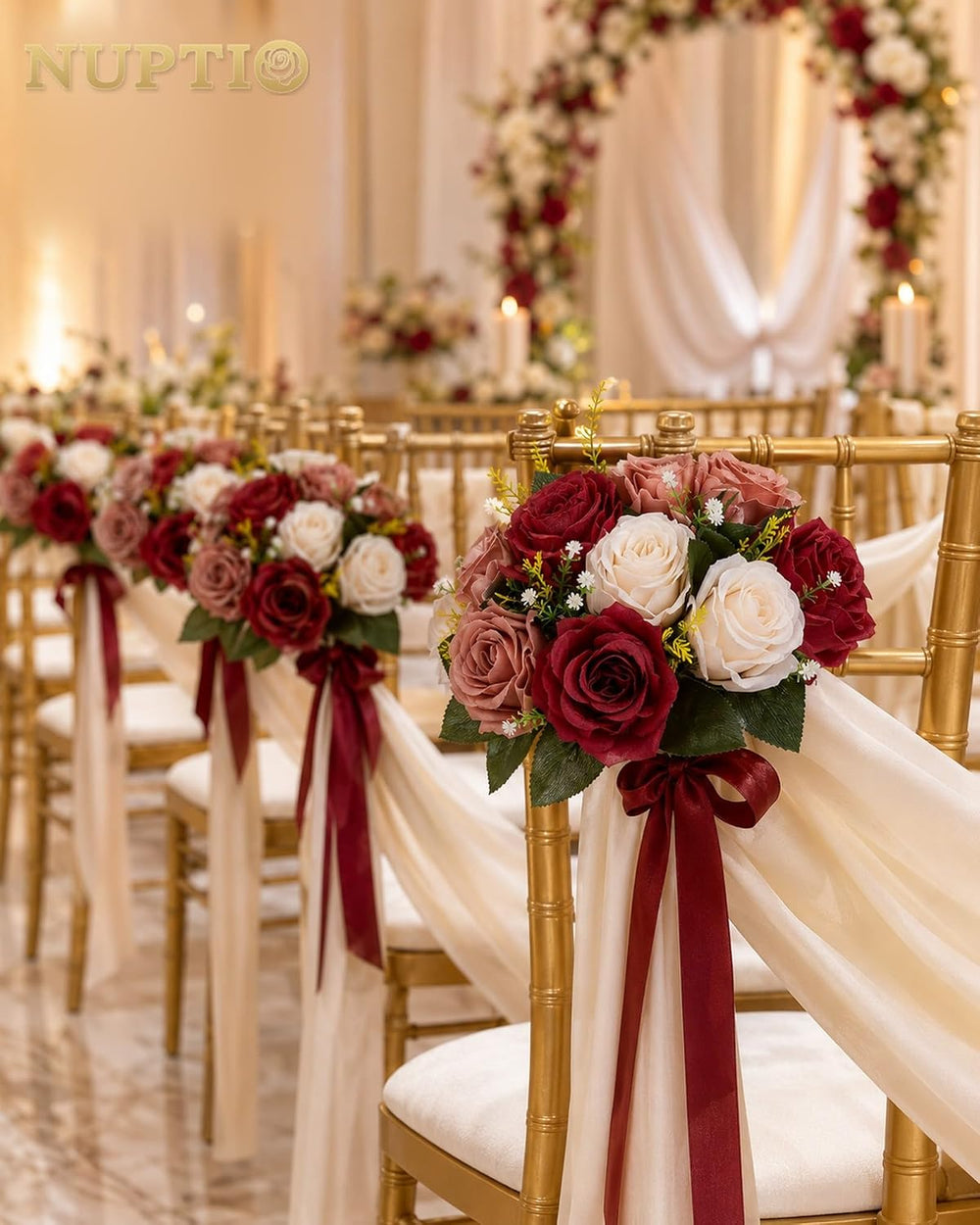 NUPTIO Artificial Flower Centrepieces for Tables: Fake Rose Balls, 10 Pcs