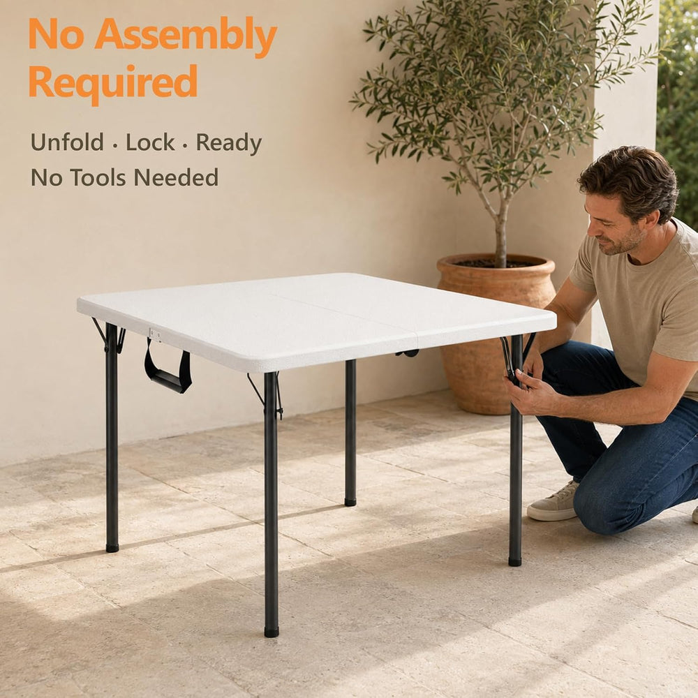 36" Folding Table, Portable Square Folding Card Table with Carrying Hand...
