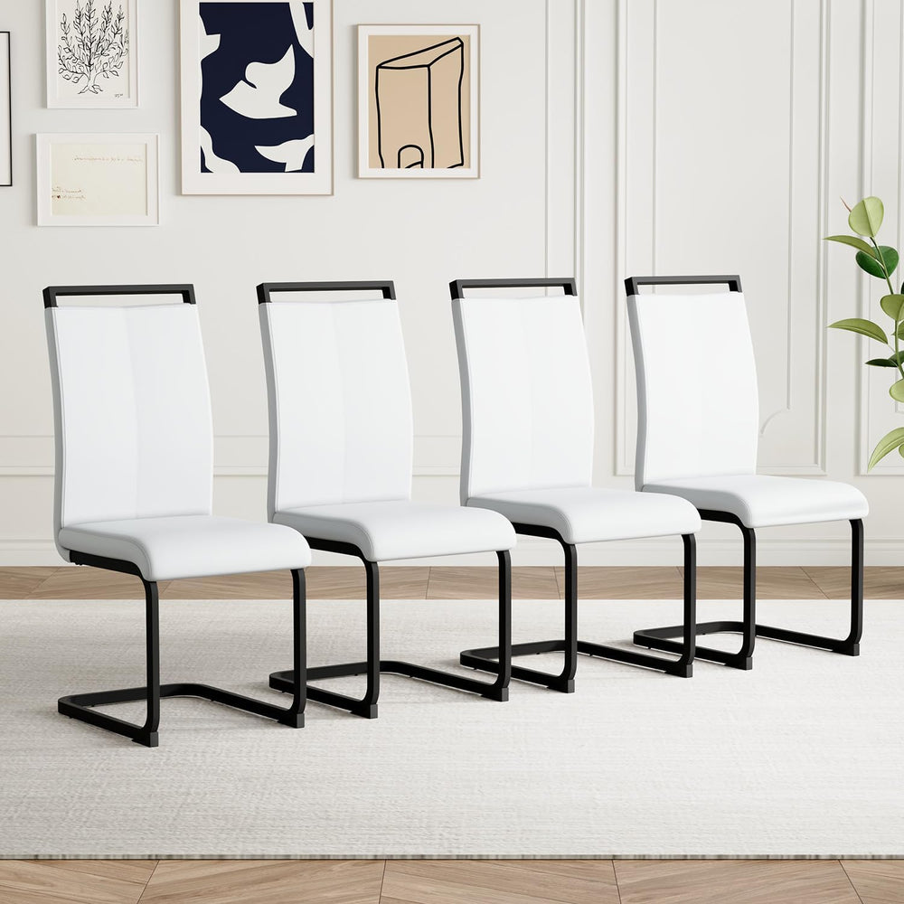 AZmac Modern Leather Dining Chairs Set of 4,Armless Kitchen Chairs,Dining Roo...