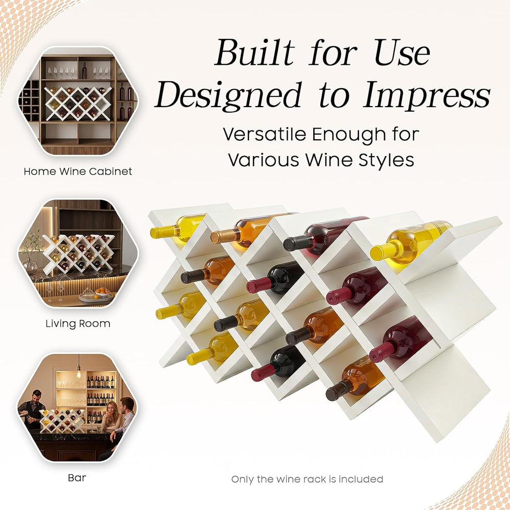 10 Grids Wooden Wine Rack โ Wall Mounted or Countertop Storage, Diamond Latti...