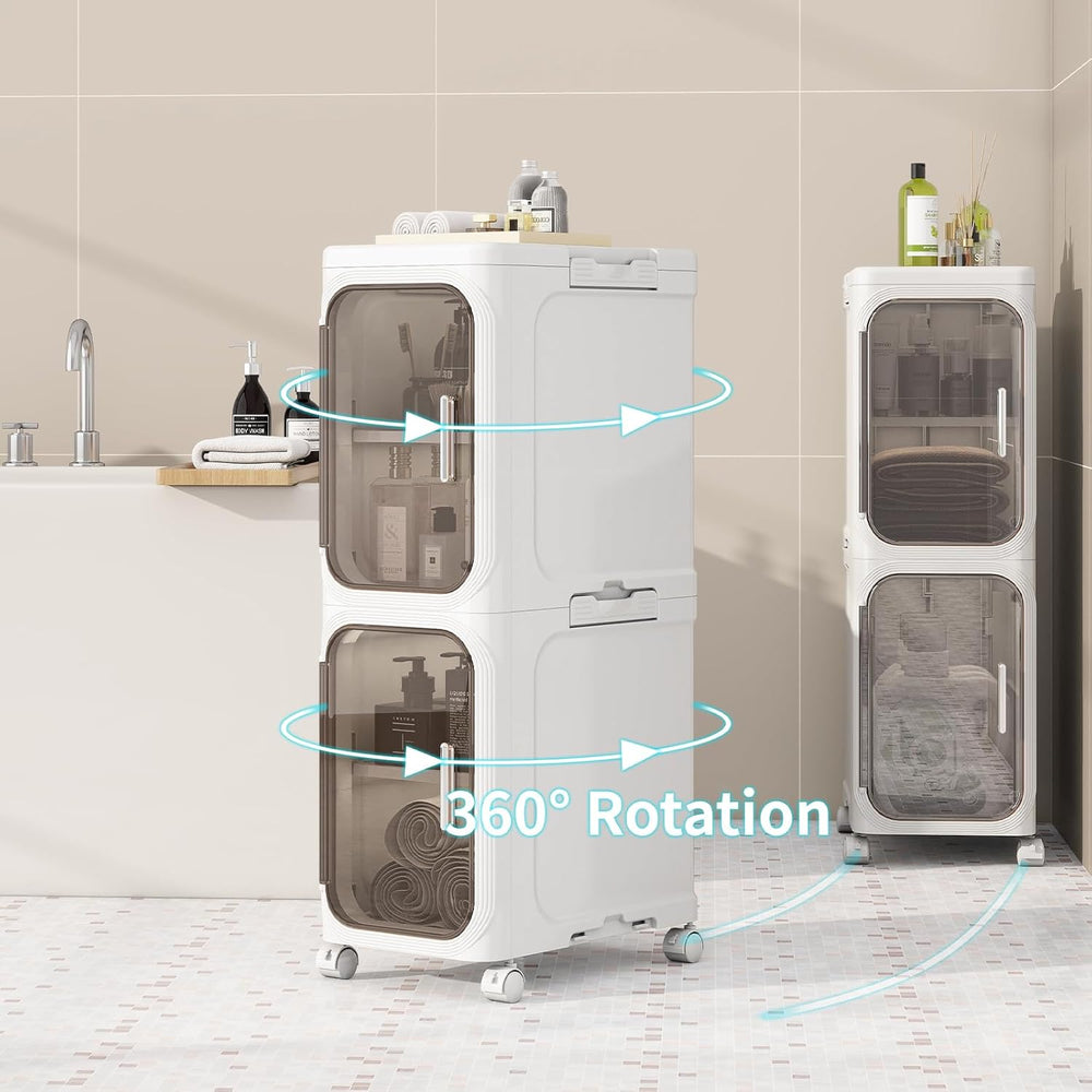4 Tier Slim Bathroom Storage Cabinet, Foldable and Movable, White | Tools Fre...