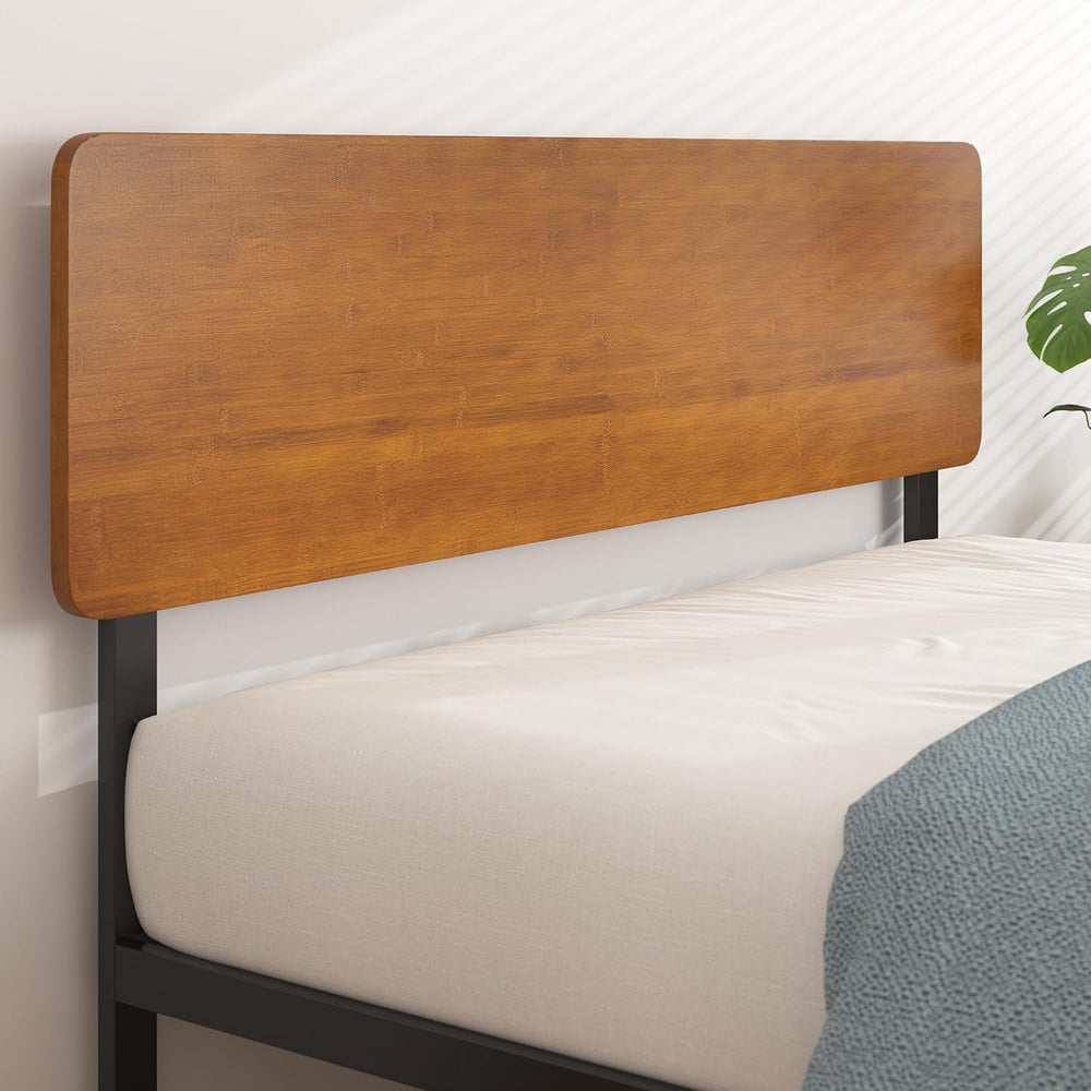 ZINUS Olivia Metal and Wood Platform Bed Frame / No Box Spring Needed / Wood ...