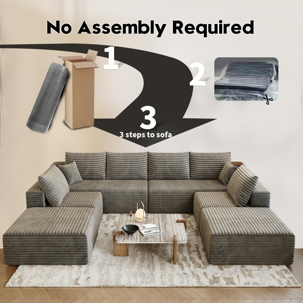 139.4" Modular Sectional Sofa Couch, Oversized U-Shaped Minimalist Couch...