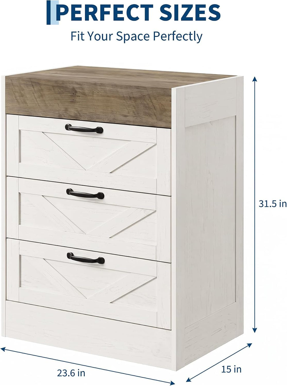 Garvee 3 Drawer Dresser for Bedroom, Farmhouse Chest of Drawers