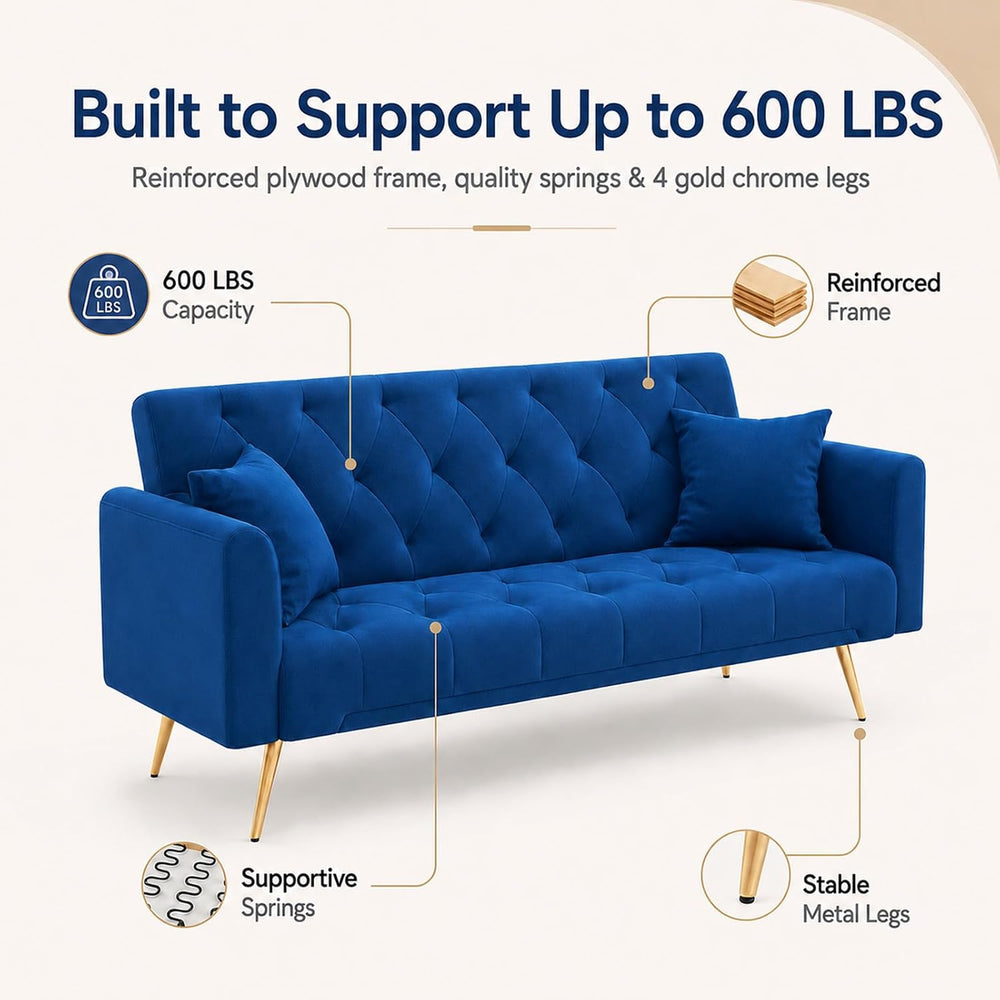 Majnesvon 71" Convertible Folding Sleeper Sofa Couch,Modern Velvet Loves...