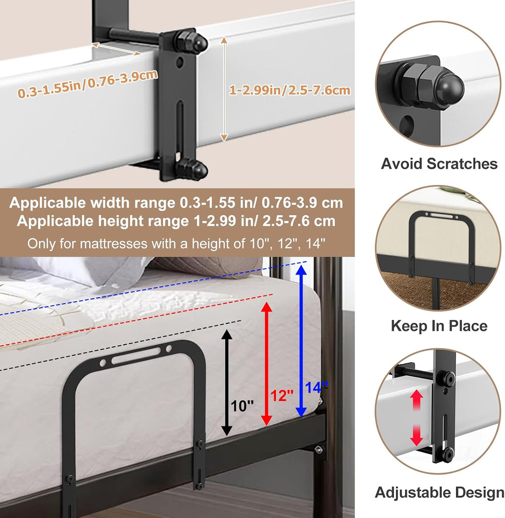 DELLAN 2 Extra Tall Mattress Slide Stopper, Non-Slip Gripper Retainer Bar