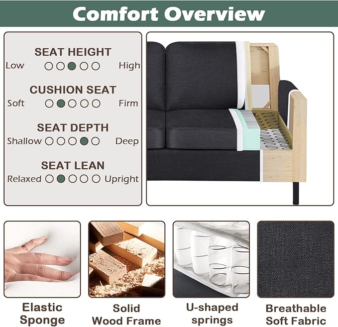 STHOUYN 56" W Fabric Loveseat Sofa with 2 USB, Small Couches for Living ...