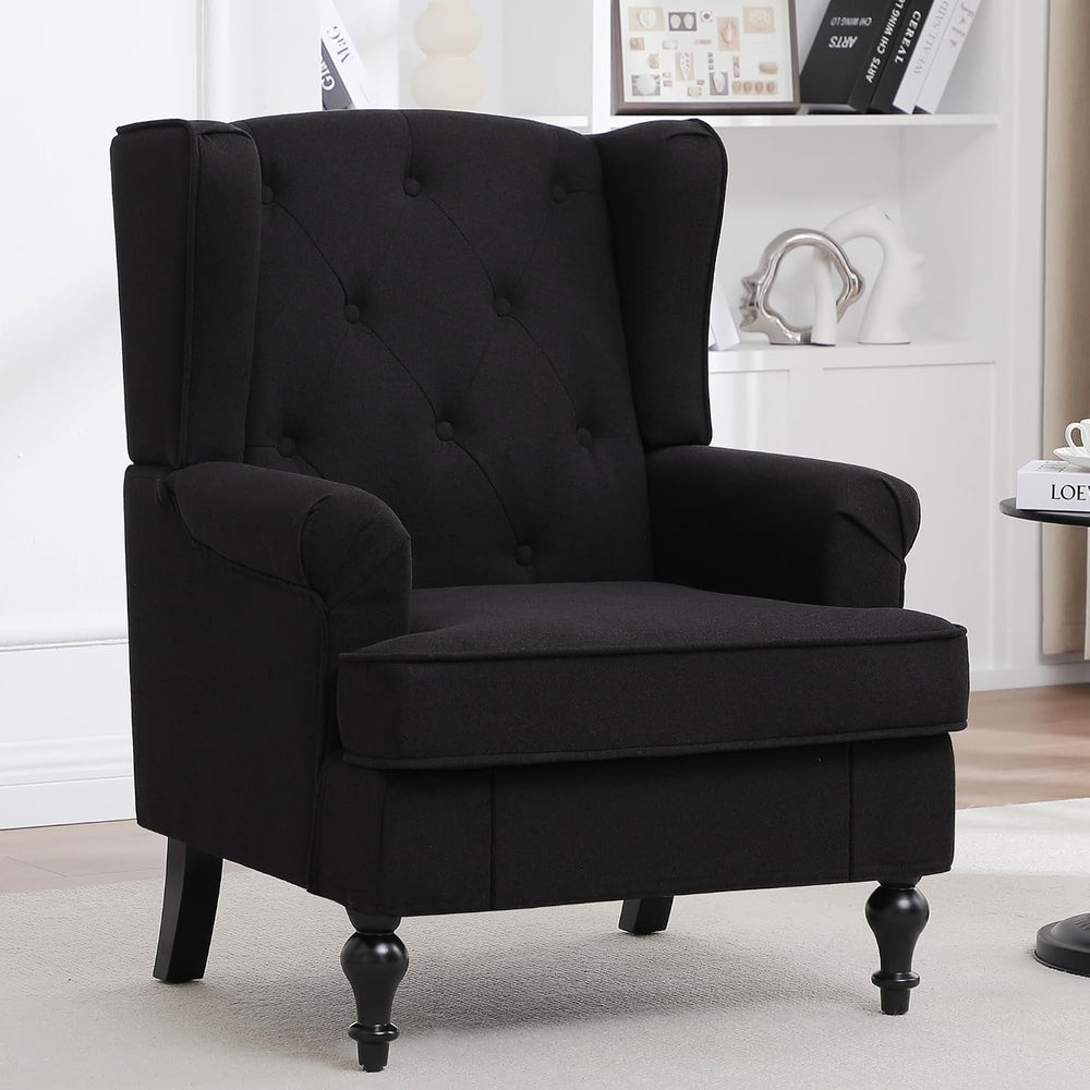 Accent Chair for Living Room, Mid Century Modern Upholstered Armchair, Wingba...