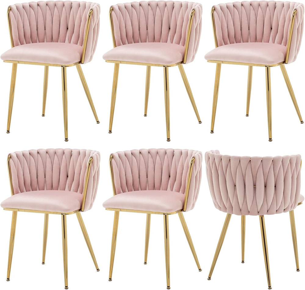 Velvet Dining Chairs Set of 6, Modern Upholstered Dining Chairs with Gold Met...